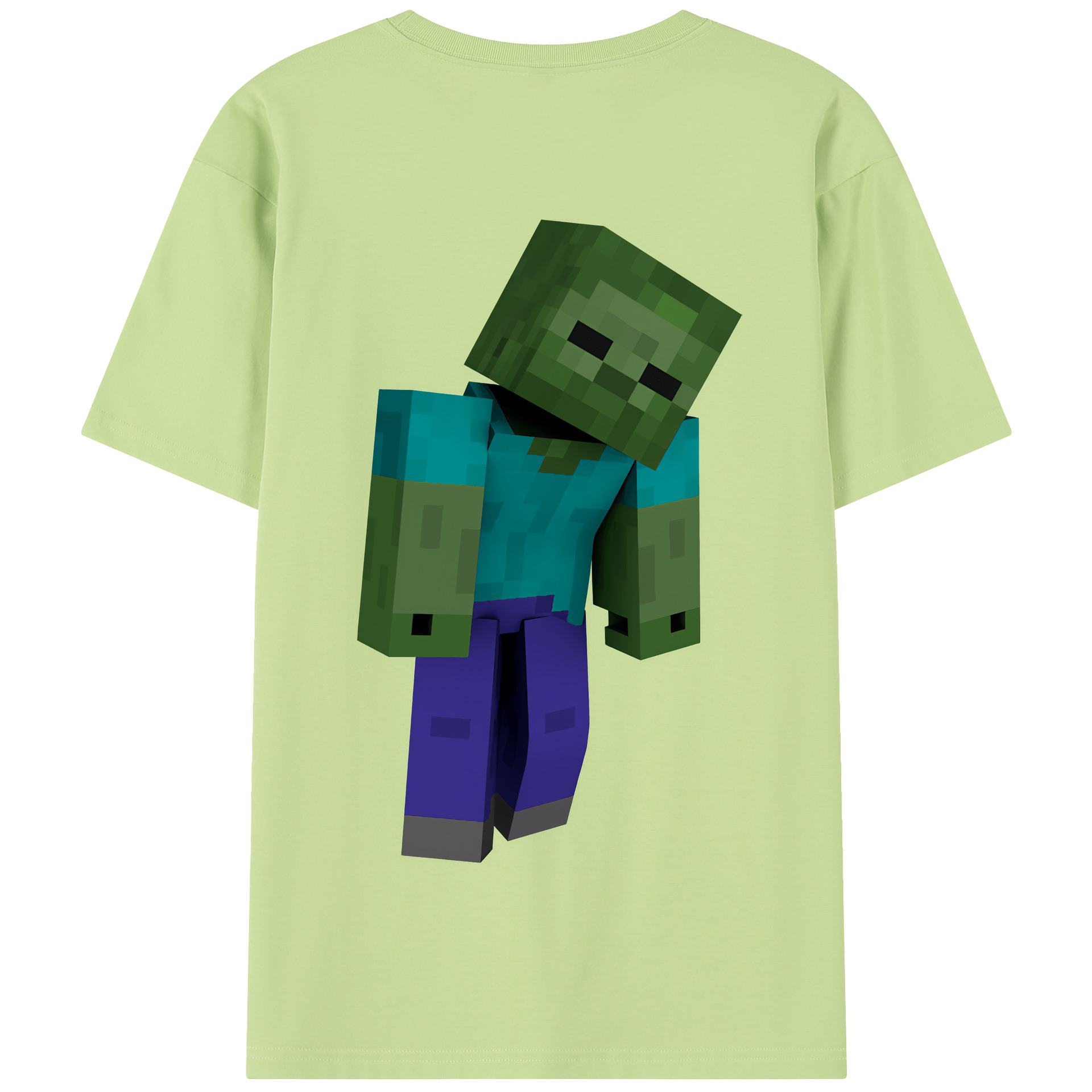 （画像用） マインクラフト ブロックの世界 Minecraft MC Block world 綿100％半袖Tシャツ（背面プリント）